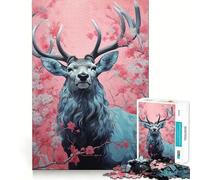 Puzzle da 1000 pezzi "Cervo blu in fiore" con bordi perfetti,gioco di allenamento mentale,divertimento a gioco lento,regalo di compleanno 38x52cm