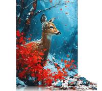 Puzzle da 1000 pezzi "Cervo freddo nel ciliegio" per adulti, puzzle per trascorrere del tempo in famiglia, sfida mentale 1000 pezzi (75x50 cm)