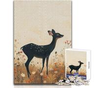 Puzzle da 1000 pezzi - Cervo maculato in un prato fiorito Divertimento tranquillo e piacevole per il tempo libero Giocattolo di precisione senza cuciture Dimensioni: 38x26cm