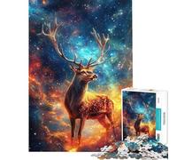 Puzzle da 1000 pezzi Cervo nel Cosmo Gioco interattivo Giocattolo educativo Ottimo regalo per gli amanti del gioco Divertente e spiritoso (dimensioni 38x52cm)