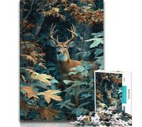 Puzzle da 1000 pezzi "Cervo nella giungla" per adolescenti, difficile da completare ma divertente e umoristico, regalo di compleanno, regali, decorazione murale (50x75cm)