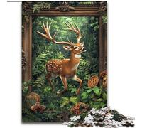 Puzzle da 1000 pezzi "Cervo nella giungla", puzzle da 1000 pezzi, rompicapo stimolante per adolescenti, perfetto come decorazione per la casa o come regalo (dimensioni 26x38cm)