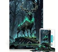 Puzzle da 1000 pezzi "Cervo Spettrale della Foresta" per adulti, gioco di logica stimolante, gioco di gruppo, bordi trasparenti, regalo perfetto 38x26cm