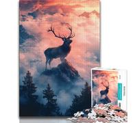 Puzzle da 1000 pezzi "Cervo sulla cima della montagna" per adulti, gioco per famiglie, antistress, sfida difficile, ottimi regali e giocattoli, 38x26cm