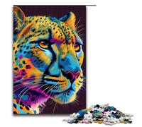 Puzzle da 1000 pezzi Cheetah Pop Art Animal Jigsaw per adulti puzzle in legno ottimo regalo per Natale 75x50 cm.