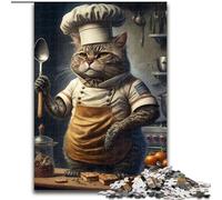 Puzzle da 1000 pezzi Chef Cat in cartone per adulti, dimensioni 26x38cm, attività da fare a casa per le vacanze, compleanni e serate di giochi in famiglia