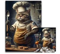 Puzzle da 1000 pezzi Chef Cat Jigsaw Puzzles Attività per la casa per feste, compleanni e serate di giochi in famiglia 50x75CM/19,68x29,52 pollici