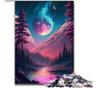 Puzzle da 1000 pezzi "Chiaro di luna nel fiume" in cartone, regalo di Natale, ideale per ufficio, camera da letto, soggiorno, dimensioni 26X38cm