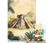 Puzzle da 1000 pezzi Chichen Itza ad acquerello,taglio preciso,gioco creativo per la mente,momento di relax,regalo di compleanno,hobby (50x75cm)