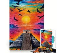 Puzzle da 1000 pezzi Chichén Itzá Piramide Tramonto Taglio preciso Arte Gioco creativo per la mente Gioco rilassante Regalo di compleanno Hobby (38x26cm)