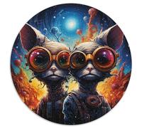 Puzzle da 1000 pezzi, Chihuahua colorato, puzzle rotondo in cartone, idea regalo di compleanno, gioco rompicapo impegnativo (67,5x67,5 cm)