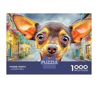 Puzzle da 1000 pezzi Chihuahua in cartone spesso e robusto, caldo, con vista sulla strada, per adulti e principianti, incorniciabile, arte, casa, tempo, tempo tranquillo, hobby, 38x26 cm/1000 pezzi