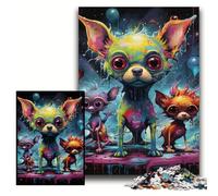 Puzzle da 1000 pezzi Chihuahua psichedelico in legno per adulti 50x75cm. Regalo perfetto per la festa della mamma, compleanni, Natale.