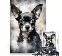 Puzzle da 1000 pezzi Chihuahua Tiny And Mighty Tight Fit Play Gioco creativo per la mente Relax Tempo di gioco Scena natalizia Illustrazione (38x26cm)