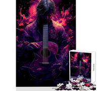 Puzzle da 1000 pezzi Chitarrista in Purple Haze - Giocattolo musicale da parete giochi educativi con pezzi completamente interconnessi di forma casuale dimensioni 38x26cm