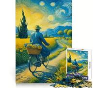 Puzzle da 1000 pezzi "Ciclista nella notte stellata" per adulti e ragazzi, gioco di logica, tempo libero, bordi precisi, decorazione da parete 50x75cm