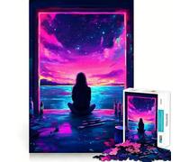 Puzzle da 1000 pezzi "Cielo notturno attraverso la finestra" per ragazzi, gioco di logica e abilità, morbido, rilassante, taglio preciso, regalo prezioso (38x26cm)