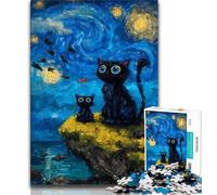 Puzzle da 1000 pezzi Cielo notturno Gatto del cielo notturno Puzzle da 1000 pezzi, antistress Vacanza ammazza tempo Interazione genitore-figlio (dimensioni 38x26cm)