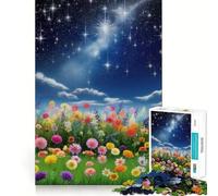Puzzle da 1000 pezzi "Cielo notturno sopra un campo di fiori" per adolescenti, gioco di logica, antistress, bordo di qualità, articolo dei desideri di Babbo Natale (38x26cm)