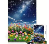 Puzzle da 1000 pezzi "Cielo notturno sopra un campo di fiori" per adolescenti, gioco di logica, antistress, bordo di qualità, articolo dei desideri di Babbo Natale (38x26cm)