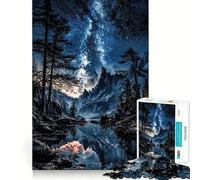 Puzzle da 1000 pezzi "Cielo notturno sopra un lago di montagna" per adolescenti, gioco che stimola la logica e allevia la tensione, con bordi di qualità, ideale come regalo di Babbo Natale (50x75cm)