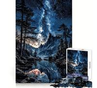 Puzzle da 1000 pezzi "Cielo notturno sopra un lago di montagna" per adolescenti, gioco che stimola la logica e allevia la tensione, con bordi di qualità, ideale come regalo di Babbo Natale (50x75cm)
