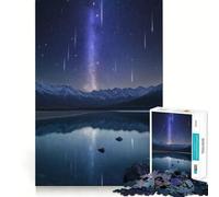Puzzle da 1000 pezzi Cielo notturno sopra un lago di montagna per ragazzi, puzzle di memoria, leggero, rilassante, immagine da assemblare, (38x26cm)