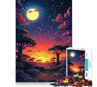 Puzzle da 1000 pezzi "Cielo notturno sulla savana" per adolescenti, gioco cognitivo, passatempo rilassante, bordo premium, lista dei desideri di Babbo Natale (50x75cm)