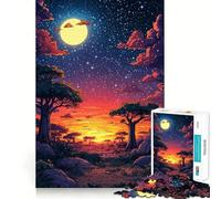 Puzzle da 1000 pezzi Cielo notturno sulla savana per adolescenti, gioco di logica e abilità, momento sereno, taglio preciso, (38x26cm)