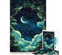 Puzzle da 1000 pezzi "Cielo notturno tra gli alberi" per adolescenti, gioco cognitivo, passatempo rilassante, bordo premium, lista dei desideri di Babbo Natale (38x52cm)