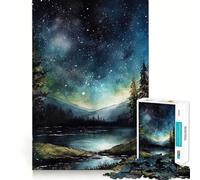 Puzzle da 1000 pezzi "Cielo stellato notturno" ad acquerello per adulti, gioco stimolante per la mente, ideale per il gioco di gruppo, con dettagli nitidi e un regalo perfetto 38x26cm