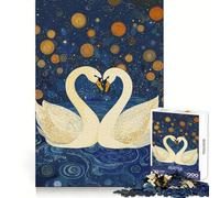 Puzzle da 1000 pezzi "Cigni nella notte stellata" per ragazzi, gioco di logica e stimolazione mentale, passatempo rilassante, taglio preciso, regalo delizioso 38x52cm