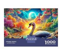 Puzzle da 1000 pezzi "Cigno al chiaro di luna", due cigni nell'acqua, gioco educativo per adulti, decorazione per la casa, regali di compleanno difficili e stimolanti, 38x26 cm/1000 pezzi