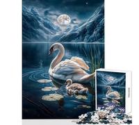 Puzzle da 1000 pezzi - Cigno al chiaro di luna Serenità Decorazione per la casa Giocattoli Regali di compleanno Gioco educativo Allena il tuo cervello e le tue mani Dimensioni 50x75cm
