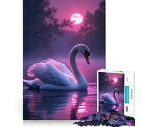 Puzzle da 1000 pezzi "Cigno al chiaro di luna viola" per adolescenti, gioco intelligente e rilassante, assemblaggio di motivi, lista dei desideri di Babbo Natale 50x75cm