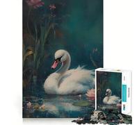 Puzzle da 1000 pezzi "Cigno bianco nello stagno",gioco creativo per sviluppare le capacità di incastro,pezzi ben saldi,attività per rafforzare i legami familiari (38x26cm)
