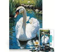 Puzzle da 1000 pezzi "Cigno bianco nello stagno" per adolescenti,divertente per stimolare la mente,con pezzi di dimensioni uniformi e precisi,ideale per un'attività di gruppo rilassante al chiuso