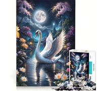 Puzzle da 1000 pezzi "Cigno nel lago magico sotto la luna piena" - Gioco educativo e divertente da fare a casa - Regalo di compleanno regalo di viaggio 38x52cm
