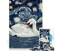 Puzzle da 1000 pezzi "Cigno nella notte stellata" per adolescenti, ideale per stimolare la memoria, migliorare la luminosità e favorire il relax Decorazione murale 50x75cm