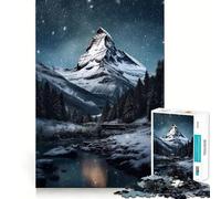 Puzzle da 1000 pezzi "Cima di montagna innevata nella notte" per adolescenti, migliora la memoria, hobby tranquillo, bordi precisi, regalo di compleanno (50x75cm)
