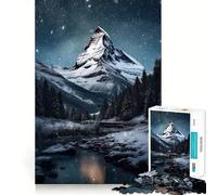 Puzzle da 1000 pezzi "Cima di montagna, notte innevata" per adolescenti, gioco per allenare la mente, divertente e rilassante, oggetto da assemblare e collezionare (38x52cm)