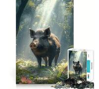 Puzzle da 1000 pezzi "Cinghiale nella foresta",gioco di logica e divertimento mentale,pezzi che si incastrano perfettamente,attività rilassante di gruppo al chiuso (50x75cm)