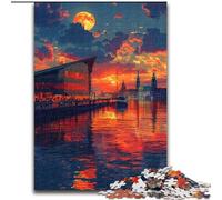 Puzzle da 1000 pezzi "Città al tramonto" in legno, idea regalo unica per decorare la casa fai da te, 50x75cm, per adolescenti e famiglie, decorazione fai da te perfetta e sfida stimolante