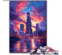 Puzzle da 1000 pezzi Città al tramonto, perfetto per adolescenti e famiglie, compleanni (dimensioni 26x38cm).