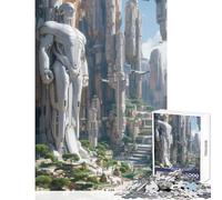 Puzzle da 1000 pezzi Città costruita dall'intelligenza artificiale Giocattoli antistress Regalo per compleanni Gioco educativo con poster abbinato e foglio di quiz Dimensioni 38x26cm
