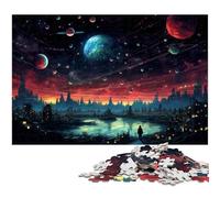 Puzzle da 1000 pezzi Città del futuro sulla Terra per adulti giocattolo in legno decorazione da parete 1000 pezzi (75x50 cm)