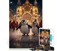 Puzzle da 1000 pezzi "Città di Natale dei Pinguini" per adulti, gioco di puzzle, giocattolo per la casa, divertimento, taglio fine, regalo di Babbo Natale (38x52cm)
