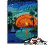 Puzzle da 1000 pezzi "Città di vetrate colorate" che aiuta il cervello a esercitare i giocattoli avvincenti per coltivare la pazienza Decorazione perfetta 26x38cm