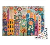 Puzzle da 1000 pezzi "Città fantastica colorata" con cactus colorati, ideale per giochi educativi per adulti, una bellissima decorazione e una difficoltà, perfetta come di compleanno. 52x38cm