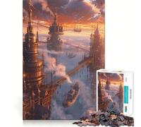Puzzle da 1000 pezzi "Città Steampunk al tramonto" per adulti, gioco di puzzle, calma e relax, decorazione murale 50x75cm